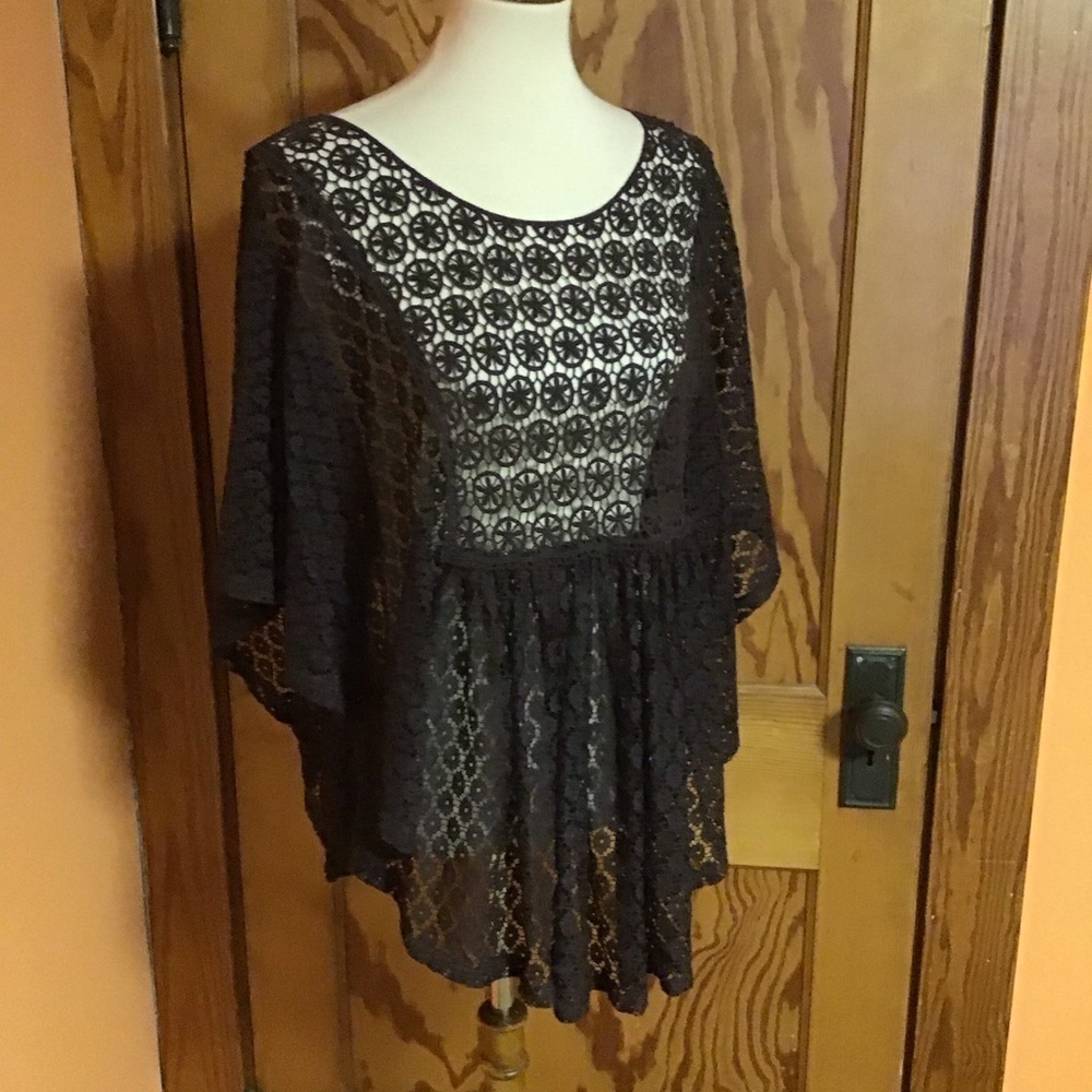 Brown lace boho hippie chic cover up - Picture 8 of 10